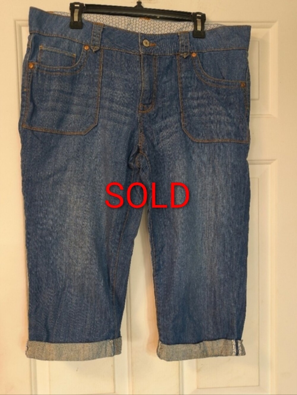 Faded Glory Blue Jean Soft Denim Capris Women's Casual Classic Size 14